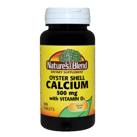 Nature's Blend, Nature's Oyster Shell Calcium Plus D3 Tablets, 500 mg, 100 Tabs