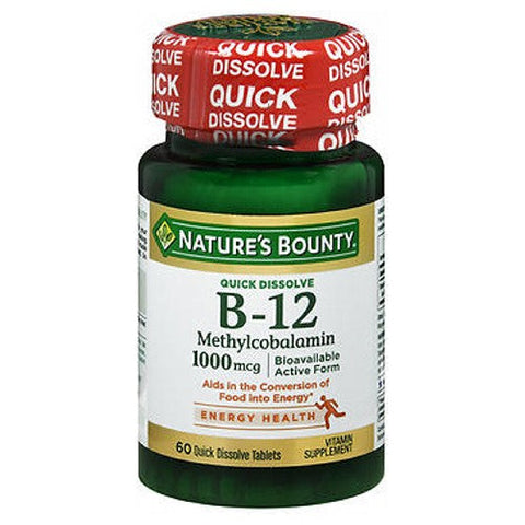 Nature's Bounty, B-12 Methylcobalamin, 1000 mcg, Natural Cherry Flavor 60 Tabs