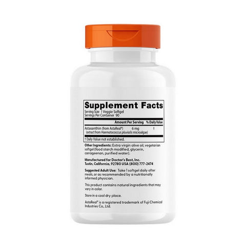 Doctors Best, Astaxanthin, 6 mg, 90 Veggie Softgels