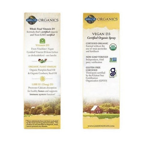 Garden of Life, Organics Vegan D3 Spray, 2 Oz