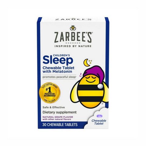 Zarbees, Children's Sleep with Melatonin Supplement, Grape 30 Chewable Tablets
