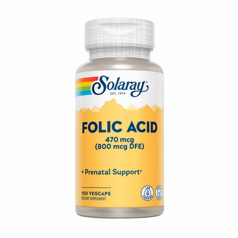 Solaray, Folic Acid, 800 mcg, 100 Caps