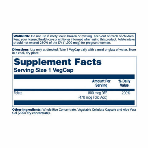 Solaray, Folic Acid, 800 mcg, 100 Caps