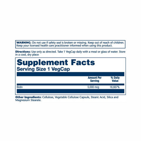 Solaray, Biotin, 5,000 mcg, 60 Caps