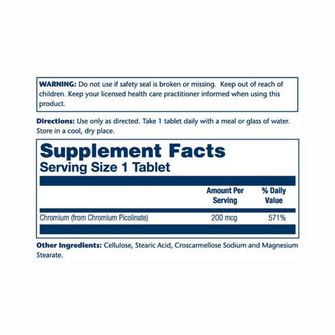 Solaray, Chromium Picolinate, 200 mcg, 100 Tabs