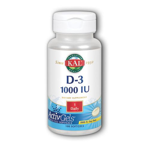 Kal, D-3, 1,000 IU, 100 Softgels