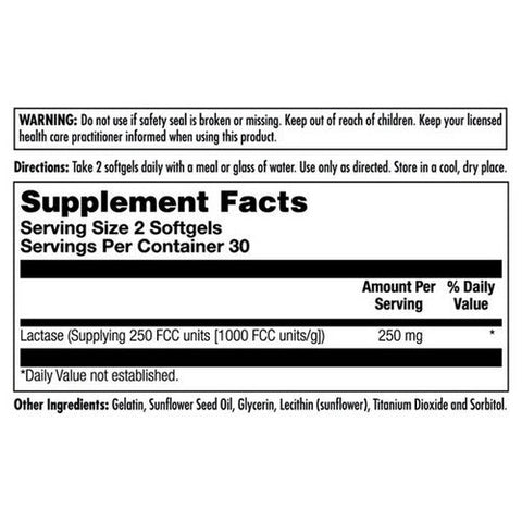 Kal, Lactase Enzyme, 250 mg, 60 Softgels