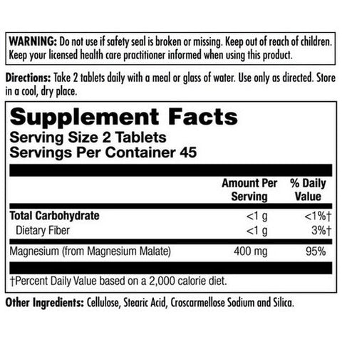 Kal, Magnesium Malate 400, 90 Tabs