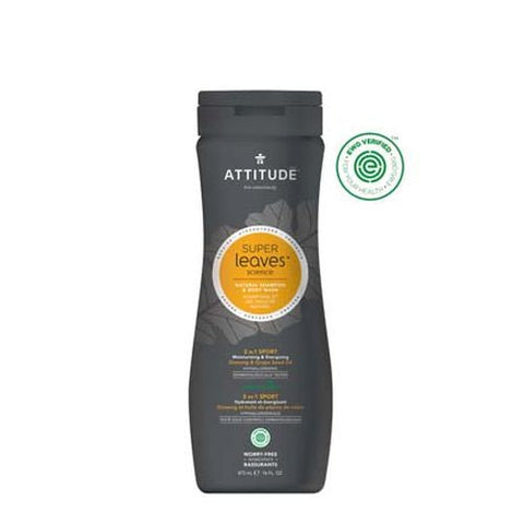 Attitude, Natural Shampoo & Body Wash, 2 in1 Scalp Care Men 15.9 Oz