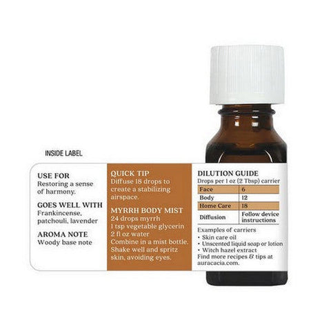 Aura Cacia, Essential Oil Myrrh, (commiphora molmo) 0.5 Fl Oz