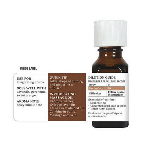 Aura Cacia, Essential Oil Nutmeg, (mystica fragrans) 0.5 Fl Oz