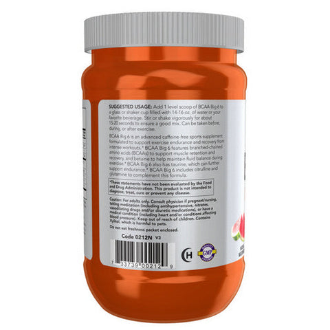 Now Foods, BCAA Big 6, Watermelon Flavor 600 Grams
