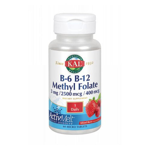 Kal, B6 B12 Methyl Folate, 60 Count