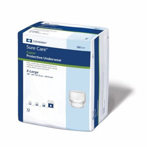 Cardinal, Unisex Adult Absorbent Underwear with Tear Away Seams X-Large 1625R, Count of 12