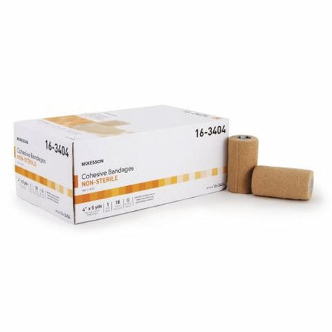 McKesson, Cohesive Bandage 4 Inch X 5 Yard Self-Adherent Closure Tan 16-53414, Count of 18