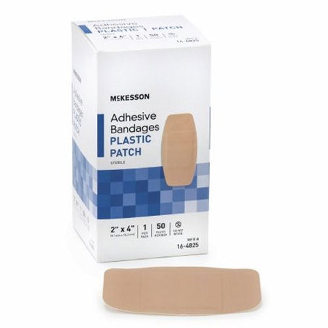 McKesson, Adhesive Strip 2 X 4 Inch Plastic Rectangle Tan Sterile 16-4825, Case Of 24