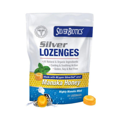 Silver Biotics (American Biotech Labs), Silver Lozenges with Honey, Mighty Manuka Mint 21 Count