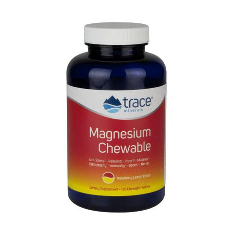 Trace Minerals, Magnesium Chewable Raspberry Lemon, 120 Count