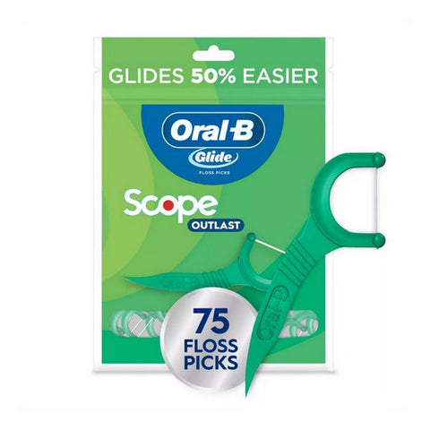 Oral-B, Pro-Health Floss Picks + Scope Outlast Long Lasting Mint Flavor, 75 Each
