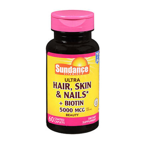 Sundance, Ultra Hair - Skin & Nails + Biotin Coated Caplets, 5000 mcg, 60 Tabs