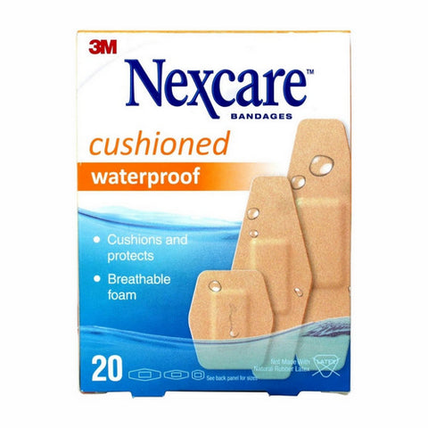 Nexcare, Waterproof Cushioned Foam Bandages Assorted Size, 20 Each