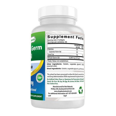 Best Naturals, Wheat Germ Oil, 1130 mg, 120 Soft Gels