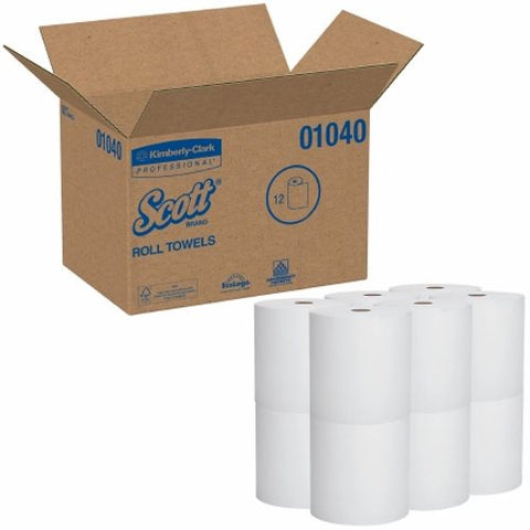 Paper Towel Scott  Hardwound Roll 8 Inch X 800 Foot White Case of 12 by Kimberly Clark