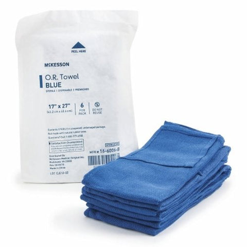 McKesson, O.R. Towel 17 W X 27 L Inch Blue Sterile 16-6004-B, Case Of 12