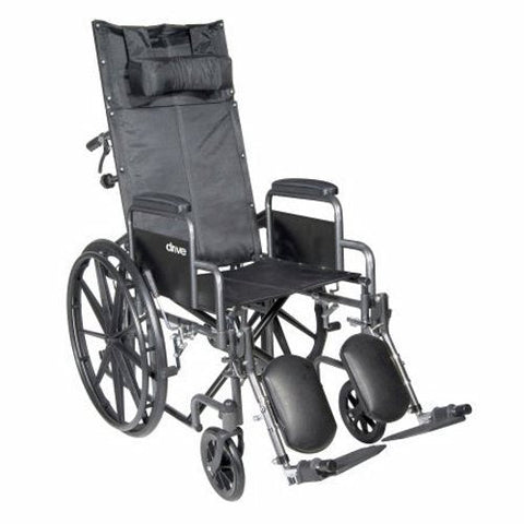 Reclining Wheelchair McKesson Desk Length Arm Padded, Removable Arm Style Mag Wheel Black 20 Inch Se Silver frame / black upholstery 1 Each by McKesson