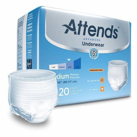 Unisex Adult Absorbent Underwear Case of 80 by Attends