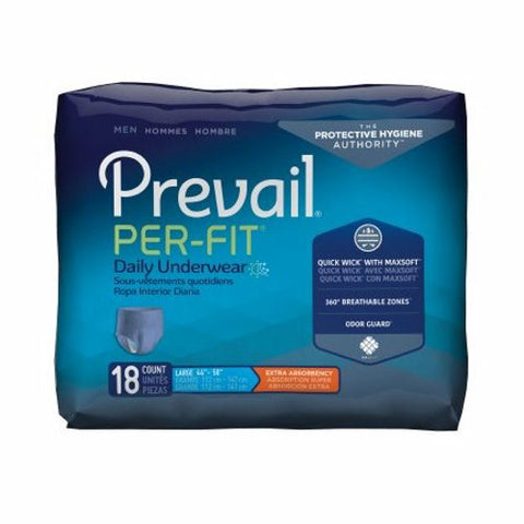 Male Adult Absorbent Underwear Prevail  Per-Fit  Men Pull On with Tear Away Seams Large Disposable M Case of 72 by First Quality