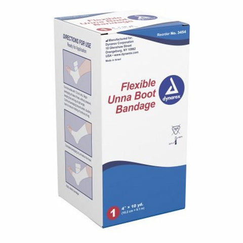Unna Boot Dynarex  4 Inch X 10 Yard Gauze Zinc Oxide NonSterile White Case of 12 by Dynarex