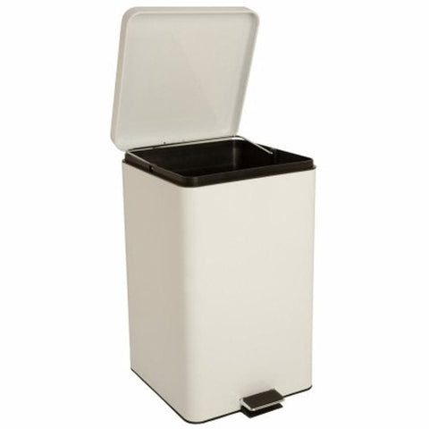 Trash Can with Plastic Liner McKesson 32 Quart Square White Steel Step On White 1 Each by McKesson