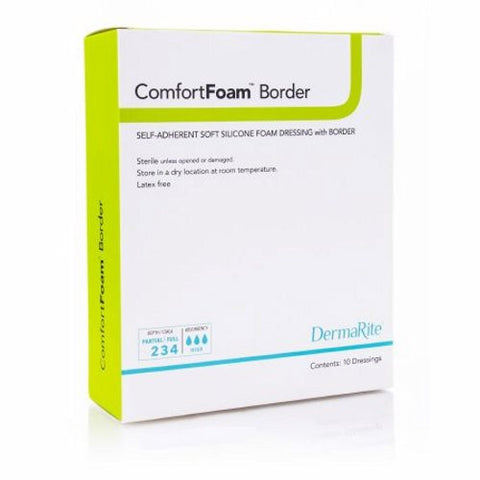 DermaRite, Silicone Foam Dressing 5 X 8 Inch Elbow / Heel Sterile, Box Of 5