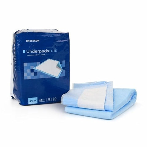 McKesson, Disposable Underpad 23 X 36 Inch Fluff Mat Light Absorbency UPLT2336V120, Count of 10