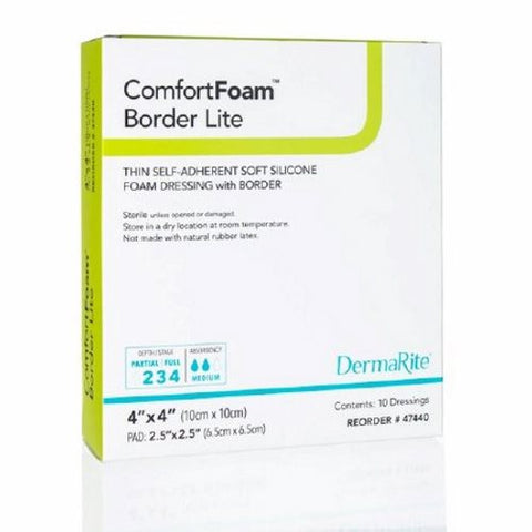 DermaRite, Thin Silicone Foam Dressing, Box Of 10