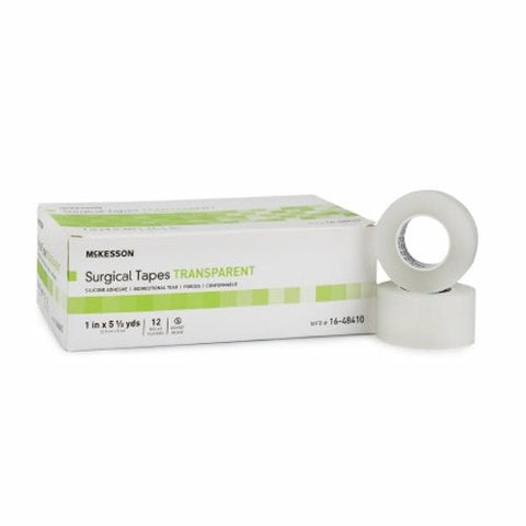 McKesson, Medical Tape Transparent 1 Inch X 5.5 Yard Plastic Silicone NonSterile 16-48410, Box Of 12