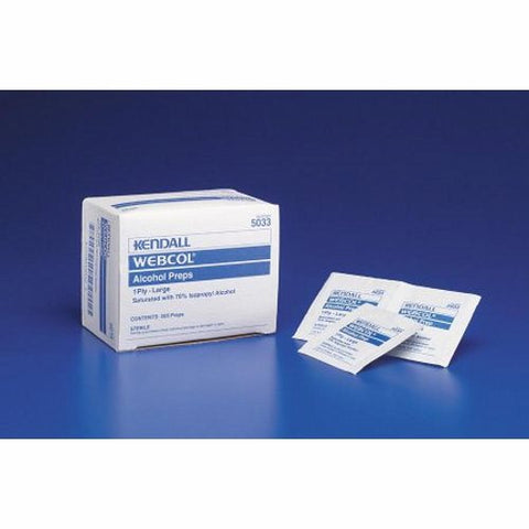 Alcohol Prep Pad Webcol Isopropyl Alcohol, 70% Individual Packet Large Sterile 200 Count by Cardinal