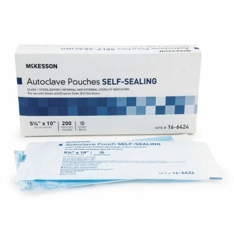 McKesson, Sterilization Pouch Ethylene Oxide EO Gas Steam 5-1/4 X 10 Inch 16-6424, Case Of 10