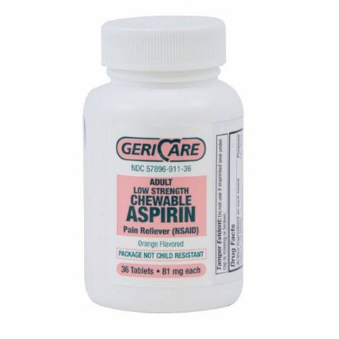 Pain Relief Geri-Care  81 mg Strength Aspirin Chewable Tablet 36 per Bottle 36 Tabs by McKesson