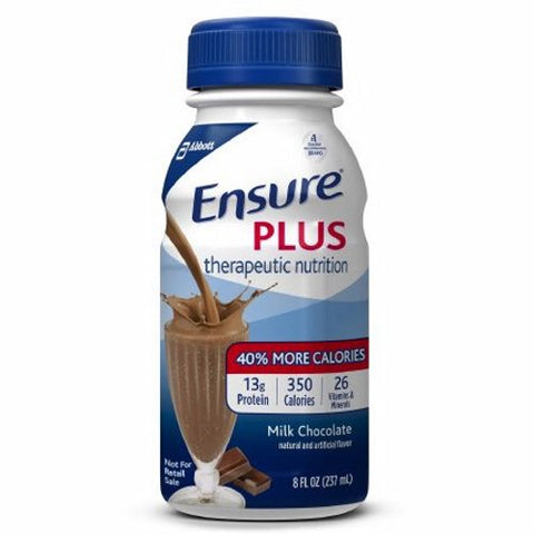 Abbott Nutrition, Oral Supplement Ensure  Plus Chocolate Flavor 8 oz. Container Bottle Ready to Use, Count of 24
