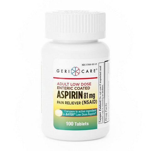 McKesson, Pain Relief McKesson Brand 81 mg Strength Aspirin Tablet 100 per Bottle, 100 Count