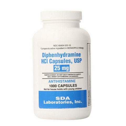 SDA Labs, Diphenhydramine HCL, 25mg, 1000 Caps