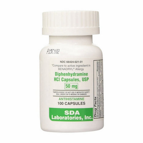 SDA Labs, Diphenhydramine HCL, 50mg, 100 Caps