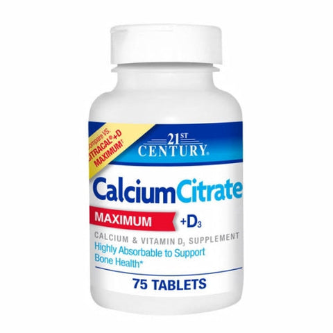 21st Century, Calcium Citrate + D3, 75 Tabs