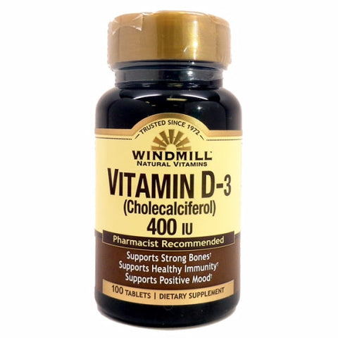 Windmill Health, Vitamin D3, 400IU 100 Tabs