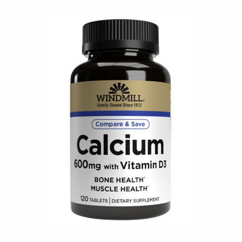 Windmill Health, Calcium as Carbonate with Vitamin D, 600 mg, 120 Tabs