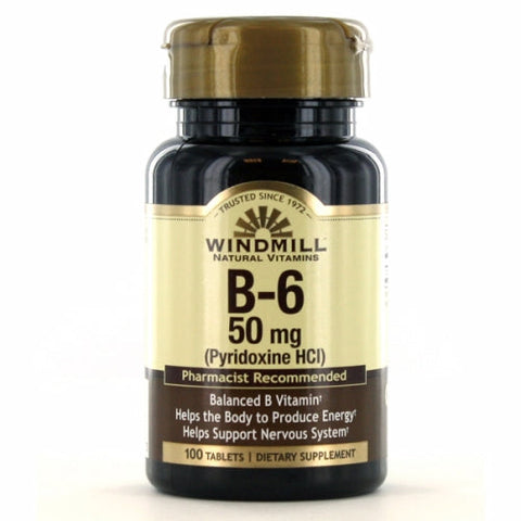 Windmill Health, Vitamin B-6, 50mg, 100 Tabs