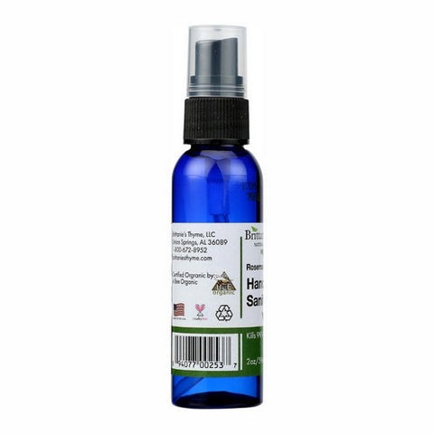 Brittaine's Thyme, Organic Hand Sanitizer Rosemary Peppermint, 2 Oz