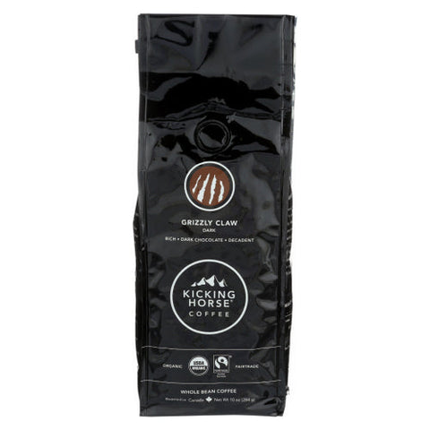 Kicking Horse, Coffee  Organic  Whole Bean  Grizzly Claw  Dark Roast, 10 Oz(Case Of 6)